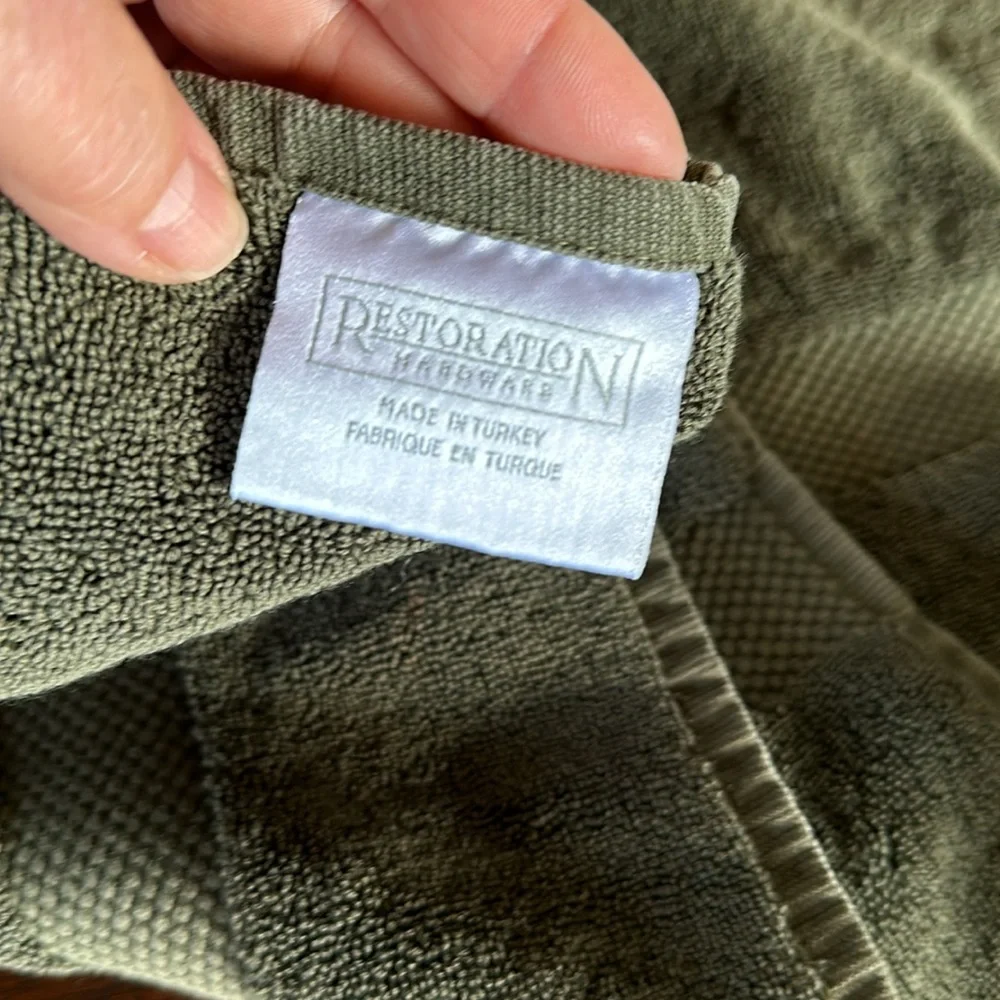 2 Restoration Hardware, gorgeous Forrest green, hand towel bundle. 19” x 28”.